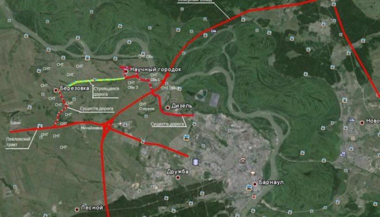 Утверждена схема резервируемых земель для строительства дороги в обход Барнаула
