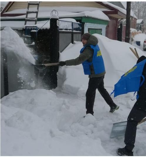 Бийские активисты ЛДПР не словами, а лопатами помогают одиноким и пожилым почистить снег