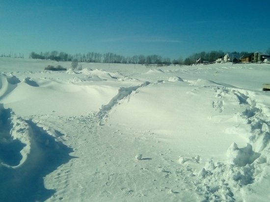 Барнаульский поселок засыпало снегом