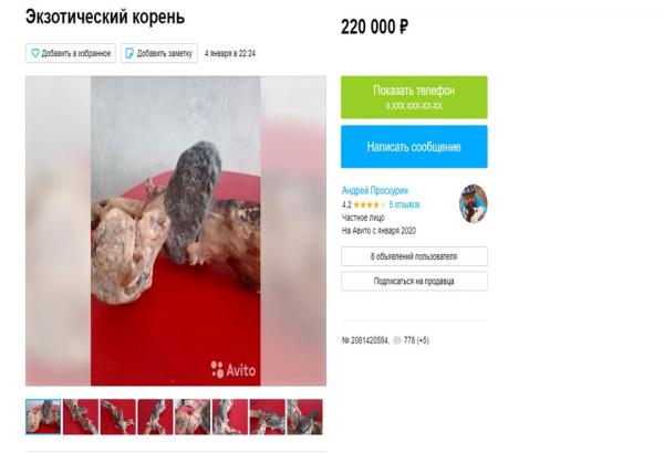 В Барнауле продают «экзотический корень» с тремя камнями за 220 тыс рублей - KP.Ru