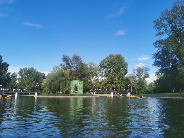 В Барнауле дети решили устроить рыбалку в пруду парка «Изумрудный»